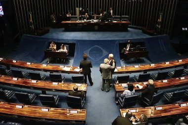 Brasilia 'daki Senato Toplantısı. 29 Mart 2023, Brasilia, Federal Bölge, Brezilya: Brezilya Federal Senatosu Genel Kurulu 'nda 29 Mart Çarşamba günü, Senato Başkanı Rodrigo Pacheco' nun da katılımıyla Brezilya 'da, 
