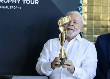 Lula, Avustralya ve Yeni Zelanda 2023 FIFA Dünya Kupası 'nın sunumuna katılmıştır. 30 Mart 2023, Brezilya Federal Bölgesi: Brezilya Cumhurbaşkanı Luiz Inacio Lula da Silva (PT)