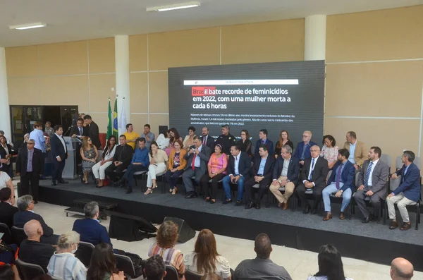 Gouverneur Bezerra Bei Der Vorstellung Des Nationalen Programms Für Öffentliche — Stockfoto