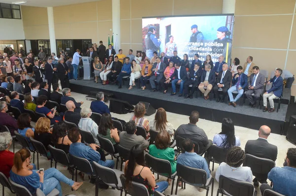 Gobernador Bezerra Durante Lanzamiento Del Programa Nacional Seguridad Pública Con — Foto de Stock