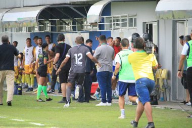 Amazoense Futbol Şampiyonası: Amazonlara karşı Nacional. 1 Nisan 2023, Amazona, Manaus, Brezilya: Carlos Zamith stadyumunda tartışmalı bir hareketle, Amazonlar ve Nacional Cumartesi günü 0-0 berabere kaldılar (01))