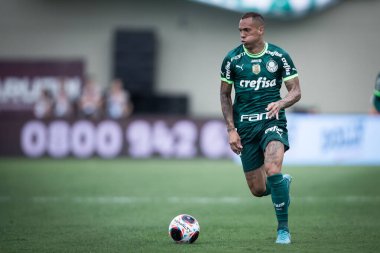 Paulista Futbol Şampiyonası Finali Agua Santa, Palmeiras 'a karşı. 2 Nisan 2023, Barueri, Sao Paulo, Brezilya: Agua Santa ve Palmeiras arasındaki futbol maçı, Arena Barueri 'de oynanan Paulista Futbol Şampiyonası Finali' nin birinci maçı için geçerlidir.