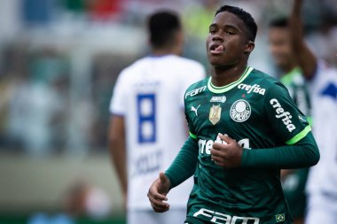Paulista Futbol Şampiyonası Finali Agua Santa, Palmeiras 'a karşı. 2 Nisan 2023, Barueri, Sao Paulo, Brezilya: Agua Santa ve Palmeiras arasındaki futbol maçı, Arena Barueri 'de oynanan Paulista Futbol Şampiyonası Finali' nin birinci maçı için geçerlidir.