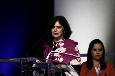 (CEIS Sağlık Ekonomik Endüstriyel Kompleksi Yönetim Grubu 'nun yeniden inşası. 3 Nisan 2023, Brasilia, Federal Bölge, Brezilya: Sağlık Bakanı, Nisia Trindade ve Brezilya Başkan Yardımcısı Geraldo Alckmin