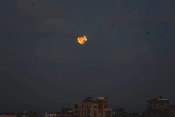 Mezza Luna Del Ramadan Aprile 2023 Gaza Palestina Cielo Gaza — Foto Stock
