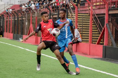 Bu sabah 8 Nisan 2023 'te Ninho do Corvo' da düzenlenen Paulista Sub 15 Şampiyonası 'nın ilk turu için geçerli olan AA Flamengo ve AD Guarulhos arasındaki maç.
