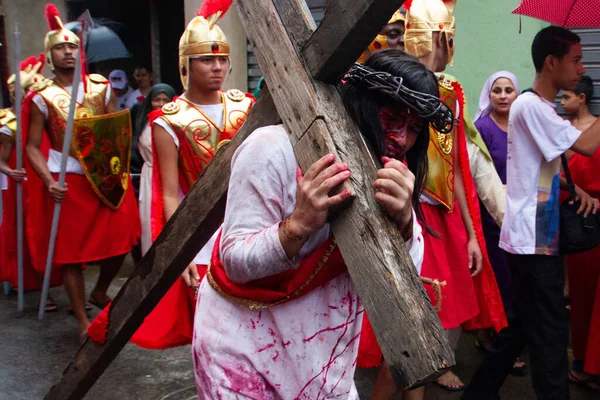 Int Passie Van Christus Goede Vrijdag Uitgevoerd Door Acteurs Rio — Stockfoto