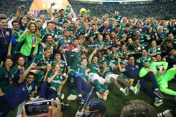 Final Campeonato Paulista Futebol Palmeiras Água Santa Palmeiras Comemora Título — Fotografia de Stock