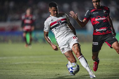 Brezilya Kupası: Sao Paulo Ituano 'ya karşı. 11 Nisan 2023, Sao Paulo, Brezilya: 2023 Copa do Brasil Brezilya Kupası 'nın Cicero Pompeu de Toledo Stadyumu' nda (Morumbi) düzenlenen üçüncü etabın ilk ayağı için geçerli olan Sao Paulo ve Ituano arasındaki futbol maçı.)