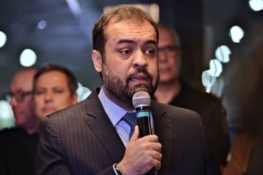 Flavio Diniz, Adalet ve Kamu Güvenliği Bakanı 13. Uluslararası Savunma ve Güvenlik Fuarı - LAAD 'ı Rio' da ziyaret etti. 13 Nisan 2023, Rio de Janeiro, Brezilya: Kamu Çağrısı Bildirimi 'nin açılış töreni