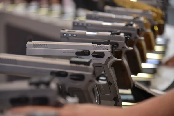 stock image Defense and Security International Fair-LAAD in Rio. April 12, 2023, Rio de Janeiro, Brazil: Defense and Security Fair-LAAD took place at the Riocentro Convention Center, aiming at military personnel, police forces, public safety authorities 