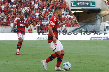 Brezilya Futbol Şampiyonası: Flamengo Coritiba 'ya karşı. 16 Nisan 2023, Rio de Janeiro, Brezilya: Brasileiro 2023 'ün birinci turu için geçerli olan Flamengo ve Coritiba arasındaki futbol maçı, Mario Filho Stadyumu' nda (Maracana)