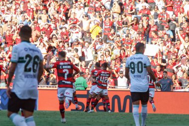 Brezilya Futbol Şampiyonası: Flamengo Coritiba 'ya karşı. 16 Nisan 2023, Rio de Janeiro, Brezilya: Brasileiro 2023 'ün birinci turu için geçerli olan Flamengo ve Coritiba arasındaki futbol maçı, Mario Filho Stadyumu' nda (Maracana)