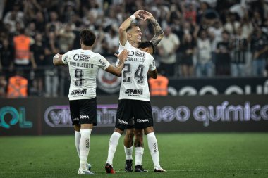 Brezilya Futbol Şampiyonası: Korintliler Cruzeiro 'ya karşı. 16 Nisan 2023, Sao Paulo, Brezilya: Corinthians ve Cruzeiro arasındaki futbol maçı, 2023 Brezilya Futbol Şampiyonası 'nın ilk turu için geçerli, Neo Quimica Arena' da yapıldı.