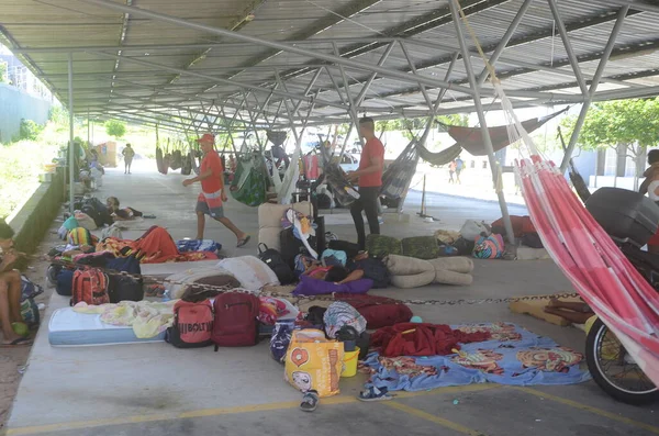 stock image Occupation of Members of the Landless Rural Workers Movement (MST) at Incra in Natal. April 17, 2023. Natal, Rio Grande do Norte, Brazil: The MST held a march and occupied a building belonging to the National Institute of Colonization