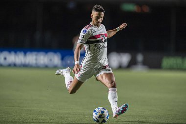 Sulamericana Kupası: Sao Paulo ve Puerto Cabello. 18 Nisan 2023, Sao Paulo, Brezilya: Sao Paulo ve Puerto Cabello arasındaki futbol maçı, Copa Sudamericana 2023 'ün ikinci aşaması için geçerli, Cicero Pompeu de Toledo Stadyumu' nda (Morumbi)