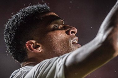 Sulamericana Kupası: Sao Paulo ve Puerto Cabello. 18 Nisan 2023, Sao Paulo, Brezilya: Sao Paulo ve Puerto Cabello arasındaki futbol maçı, Copa Sudamericana 2023 'ün ikinci aşaması için geçerli, Cicero Pompeu de Toledo Stadyumu' nda (Morumbi)