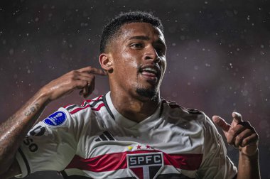 Sulamericana Kupası: Sao Paulo ve Puerto Cabello. 18 Nisan 2023, Sao Paulo, Brezilya: Sao Paulo ve Puerto Cabello arasındaki futbol maçı, Copa Sudamericana 2023 'ün ikinci aşaması için geçerli, Cicero Pompeu de Toledo Stadyumu' nda (Morumbi)