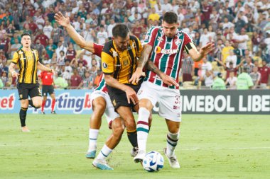 2023 Libertadores Kupası: Fluminense en güçlüye karşı. 18 Nisan 2023, Rio de Janeiro, Brezilya: Fluminense ve The Strongest arasındaki futbol maçı, Amerika 'nın 2023 Libertadores serisinin ikinci turu için geçerlidir.