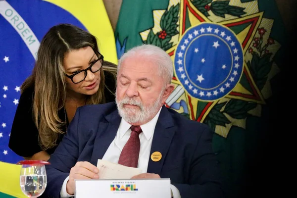 Braziliaanse President Lula Ontmoet Gouverneurs Burgemeesters Congresleden April 2023 Brasilia — Stockfoto
