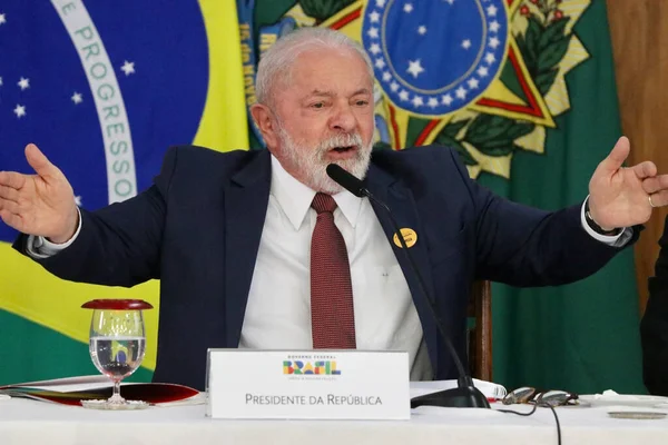 Brasiliens President Lula Träffar Guvernörer Borgmästare Och Kongressledamöter April 2023 — Stockfoto