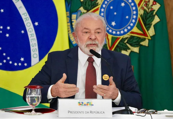 Президент Бразилії Лула Зустрічається Губернаторами Мером Конгресменами Квітня 2023 Бразиліа — стокове фото