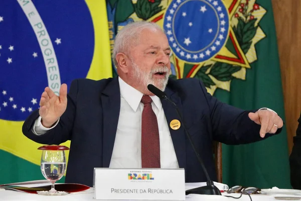 Presidente Brasileño Lula Reúne Con Gobernadores Alcaldes Congresistas Abril 2023 —  Fotos de Stock