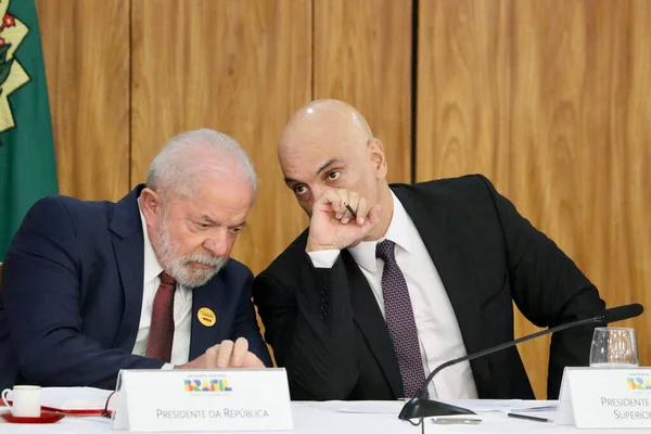 Πρόεδρος Της Βραζιλίας Λούλα Συναντιέται Διοικητές Δημάρχους Και Γερουσιαστές Απριλίου — Φωτογραφία Αρχείου