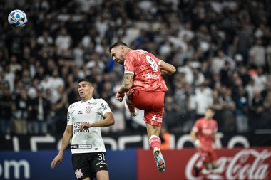(Libertadores Kupası: Korintliler, Arjantinlilere karşı. 19 Nisan 2023, Sao Paulo, Brezilya: Corinthians ve Argentinos Juniors arasında oynanan futbol maçı, Conmebol Libertadores 2023 Kupası 'nın ikinci turu için geçerlidir.