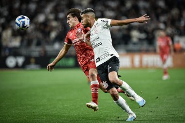 (Libertadores Kupası: Korintliler, Arjantinlilere karşı. 19 Nisan 2023, Sao Paulo, Brezilya: Corinthians ve Argentinos Juniors arasında oynanan futbol maçı, Conmebol Libertadores 2023 Kupası 'nın ikinci turu için geçerlidir.