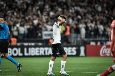 (Libertadores Kupası: Korintliler, Arjantinlilere karşı. 19 Nisan 2023, Sao Paulo, Brezilya: Corinthians ve Argentinos Juniors arasında oynanan futbol maçı, Conmebol Libertadores 2023 Kupası 'nın ikinci turu için geçerlidir.