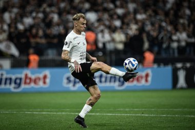 (Libertadores Kupası: Korintliler, Arjantinlilere karşı. 19 Nisan 2023, Sao Paulo, Brezilya: Corinthians ve Argentinos Juniors arasında oynanan futbol maçı, Conmebol Libertadores 2023 Kupası 'nın ikinci turu için geçerlidir.