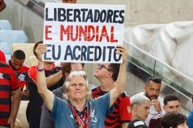 Libertados Kupası: Flamengo, Nublense 'e karşı. 19 Nisan 2023, Rio de Janeiro, Brezilya: 2023 Libertadores serisi A 'nın ikinci turu için geçerli olan Flamengo ve Nublense arasındaki futbol maçı Mario Filho Stadyumu' nda yapıldı. 