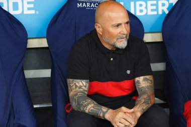 Libertados Kupası: Flamengo, Nublense 'e karşı. 19 Nisan 2023, Rio de Janeiro, Brezilya: 2023 Libertadores serisi A 'nın ikinci turu için geçerli olan Flamengo ve Nublense arasındaki futbol maçı Mario Filho Stadyumu' nda yapıldı. 