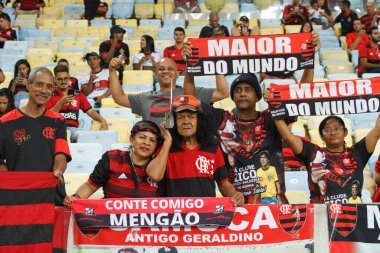 Libertados Kupası: Flamengo, Nublense 'e karşı. 19 Nisan 2023, Rio de Janeiro, Brezilya: 2023 Libertadores serisi A 'nın ikinci turu için geçerli olan Flamengo ve Nublense arasındaki futbol maçı Mario Filho Stadyumu' nda yapıldı. 