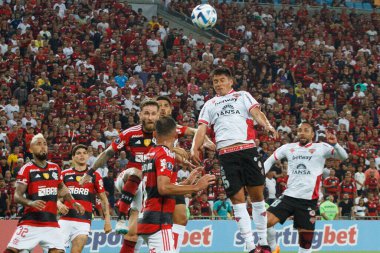 Libertados Kupası: Flamengo, Nublense 'e karşı. 19 Nisan 2023, Rio de Janeiro, Brezilya: 2023 Libertadores serisi A 'nın ikinci turu için geçerli olan Flamengo ve Nublense arasındaki futbol maçı Mario Filho Stadyumu' nda yapıldı. 