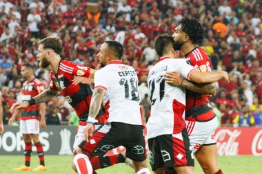 Libertados Kupası: Flamengo, Nublense 'e karşı. 19 Nisan 2023, Rio de Janeiro, Brezilya: 2023 Libertadores serisi A 'nın ikinci turu için geçerli olan Flamengo ve Nublense arasındaki futbol maçı Mario Filho Stadyumu' nda yapıldı. 