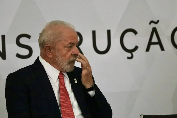Der Brasilianische Präsident Lula Nimmt Der Umgestaltung Des Budgets Der — Stockfoto