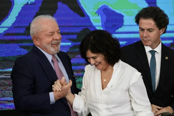 Président Brésilien Lula Son Vice Président Participent Cérémonie Pour Libération — Photo
