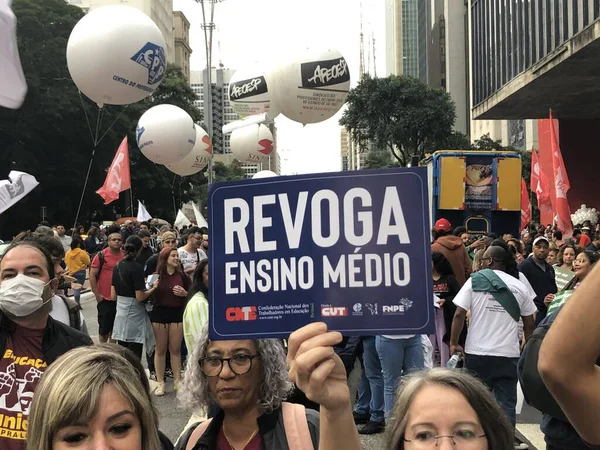 Öğretmenler Sao Paulo Protesto Yapıyor Nisan 2023 Sao Paulo Brezilya — Stok fotoğraf