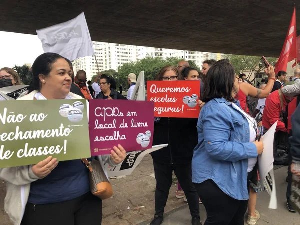 Öğretmenler Sao Paulo Protesto Yapıyor Nisan 2023 Sao Paulo Brezilya — Stok fotoğraf
