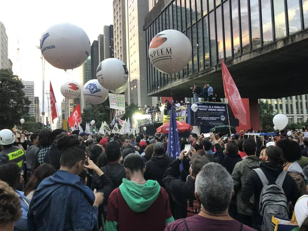 Διαμαρτυρία Δασκάλων Στο Σάο Πάολο Απριλίου 2023 Σάο Πάολο Βραζιλία — Φωτογραφία Αρχείου