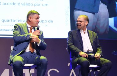 (Spor Zirvesi Sao Paulo. 27 Nisan 2023. Sao Paulo, Brezilya: Herkes için spor: Ulaşılabilir ve herkese adanmış. Wlamir Motta Campos. Brezilya Atletizm Konfederasyonu Başkanı