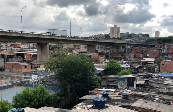 Fogo Favelas São Paulo Abril 2023 São Paulo Brasil São — Fotografia de Stock