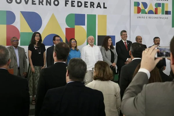 Zeremonie Planalto Palast Und Die Gesetzesvorlage Zur Anpassung Des Öffentlichen — Stockfoto