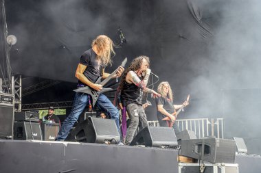  Benediction grubu Sao Paulo 'daki Summer Breeze Brezilya Festivali' nde. 29 Nisan 2023, Sao Paulo, Brezilya: The Benediction grubu, 29 ve 30 Nisan 2023 tarihlerinde gerçekleştirilen Summer Breeze Brazil 'in birinci sayısında canlı performans sergiliyor.