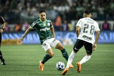 2023 Brezilya Futbol Şampiyonası Palmeiras Corinthians 'a karşı. 29 Nisan 2023, Sao Paulo, Brezilya: Palmeiras ve Corinthians arasındaki futbol maçı, 2023 Brezilya Futbol Şampiyonası 'nın 3. turu için geçerli, Sao P' deki Allianz Parque 'da düzenlendi.