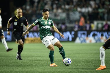 2023 Brezilya Futbol Şampiyonası Palmeiras Corinthians 'a karşı. 29 Nisan 2023, Sao Paulo, Brezilya: Palmeiras ve Corinthians arasındaki futbol maçı, 2023 Brezilya Futbol Şampiyonası 'nın 3. turu için geçerli, Sao P' deki Allianz Parque 'da düzenlendi.