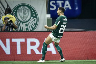 2023 Brezilya Futbol Şampiyonası Palmeiras Corinthians 'a karşı. 29 Nisan 2023, Sao Paulo, Brezilya: Palmeiras ve Corinthians arasındaki futbol maçı, 2023 Brezilya Futbol Şampiyonası 'nın 3. turu için geçerli, Sao P' deki Allianz Parque 'da düzenlendi.