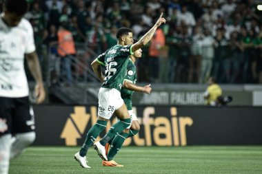 2023 Brezilya Futbol Şampiyonası Palmeiras Corinthians 'a karşı. 29 Nisan 2023, Sao Paulo, Brezilya: Palmeiras ve Corinthians arasındaki futbol maçı, 2023 Brezilya Futbol Şampiyonası 'nın 3. turu için geçerli, Sao P' deki Allianz Parque 'da düzenlendi.